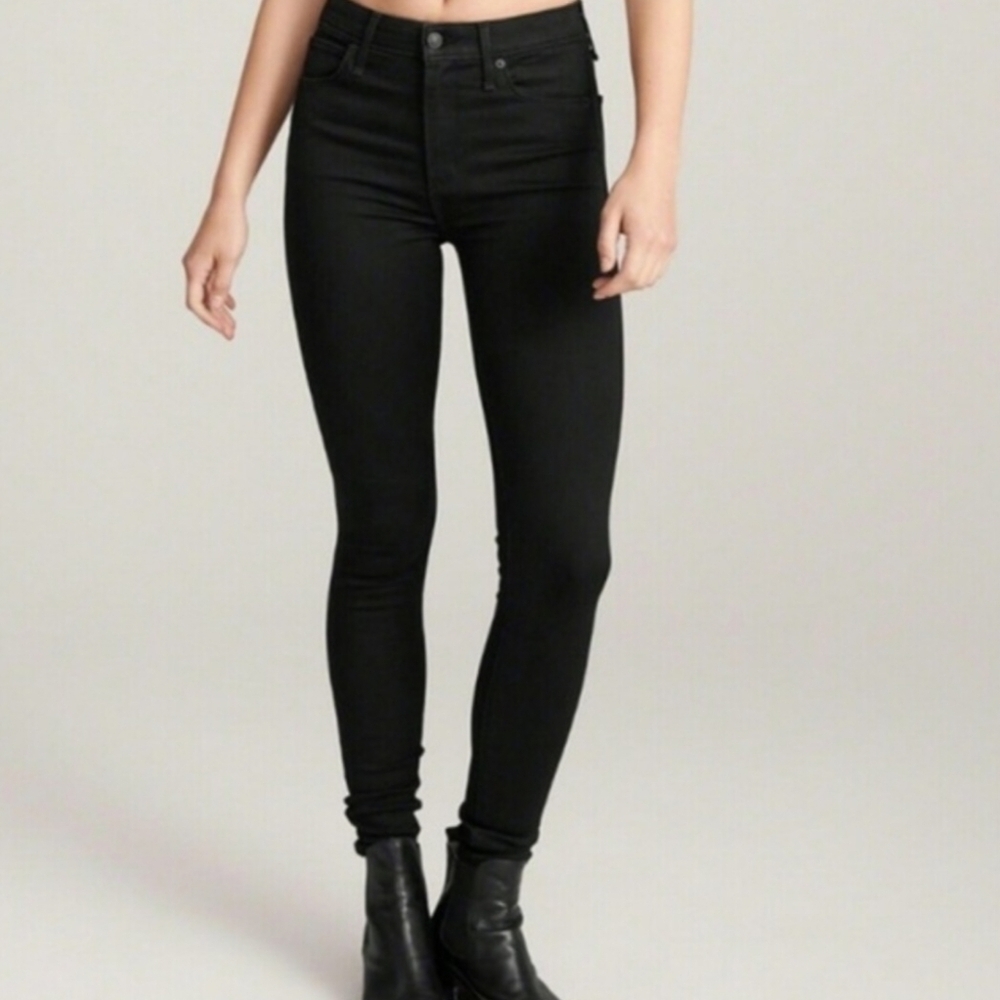 Abercrombie & Fitch Black Sateen Ultra Skinny High-Rise Jeans size 12R